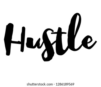 Typography calligraphy word art text design vector for hustle