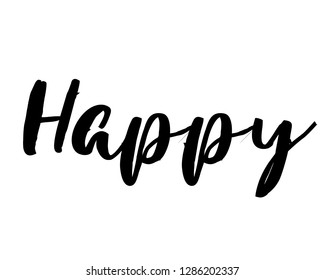 Typography calligraphy word art text design vector for happy