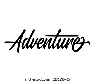 Typography calligraphy word art text design vector graphic for adventure