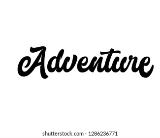 Typography calligraphy word art text design vector graphic for adventure