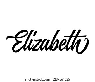 Typography calligraphy word art text design vector graphic of person woman name for Elizabeth