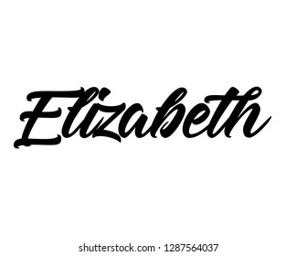 Typography calligraphy word art text design vector graphic of person woman name for Elizabeth