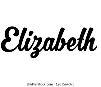 Typography calligraphy word art text design vector graphic of person woman name for Elizabeth