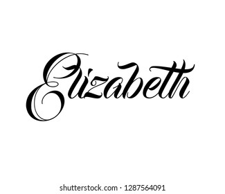 Typography calligraphy word art text design vector graphic of person woman name for Elizabeth