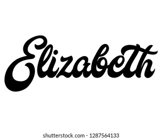 Typography calligraphy word art text design vector graphic of person woman name for Elizabeth