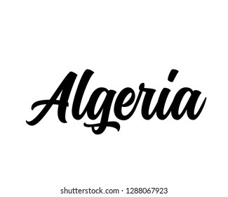 Typography calligraphy word art text graphic design vector of country for Algeria