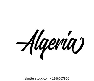 Typography calligraphy word art text graphic design vector of country for Algeria