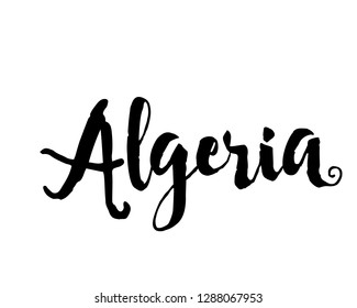 Typography calligraphy word art text graphic design vector of country for Algeria