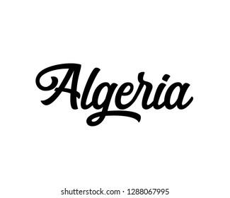 Typography calligraphy word art text graphic design vector of country for Algeria
