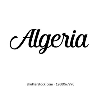 Typography calligraphy word art text graphic design vector of country for Algeria