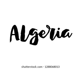 Typography calligraphy word art text graphic design vector of country for Algeria