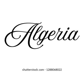 Typography calligraphy word art text graphic design vector of country for Algeria