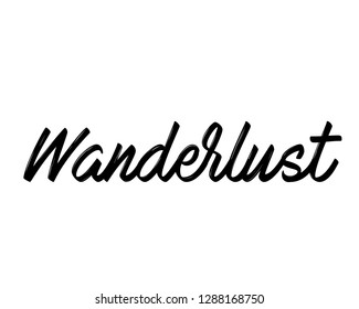 Typography calligraphy word art text design vector graphic for wanderlust