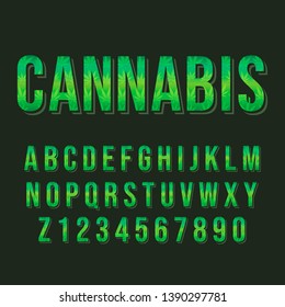 Typography Cannabis Alphabet Style. Decorative Typeset Modern Font. Letters and Numbers Design Set.
