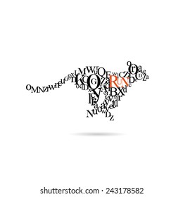 Typography cheetah, vector illustration