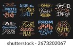 Typography Christian t-shirt designs bundle, Faith quotes with minimal urban lettering set, Brutalist streetwear Christianity, Religious vector graphic for print, Bible verse with modern typographic