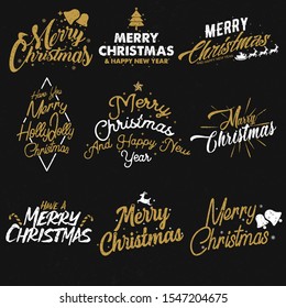 Typography christmas concept golden vintage