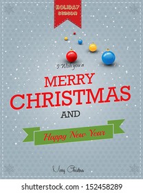 Typography Christmas Greeting Card. Vector