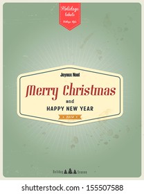 Typography Christmas Greeting Card. Vector