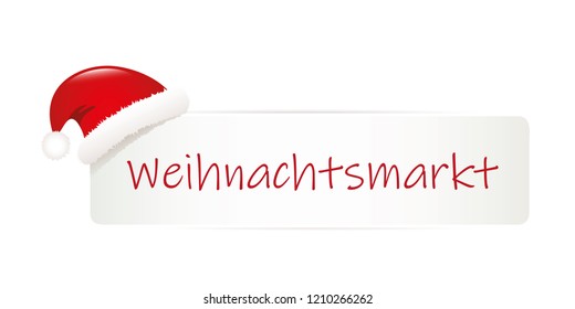 typography christmas market on a white banner with santa cap vector illustration EPS10