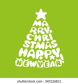 Typography christmas tree. Vector illustration.