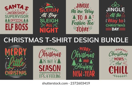 Typography Christmas T-Shirt Design Bundle, Christmas tee svg