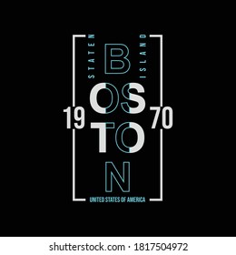 typography of the city name is Boston. given a rectangular box. and given a year, wrapped in simple and attractive colors