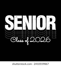 Typography Class of 2026 for greeting, invitation card. Text for graduation design, congratulation event, T-shirt, party, high school or college graduate.