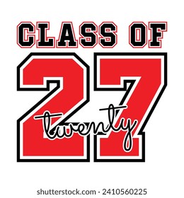 Typography Class of 2027 for greeting, invitation card. Text for graduation design, congratulation event, T-shirt, party, high school or college graduate.