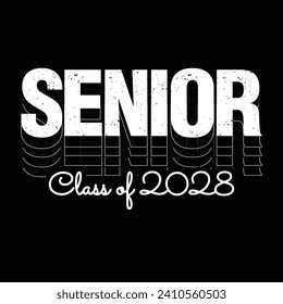 Typography Class of 2028 for greeting, invitation card. Text for graduation design, congratulation event, T-shirt, party, high school or college graduate.