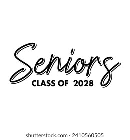 Typography Class de 2028 para saludos, tarjeta de invitación. Texto para diseño de graduación, evento de felicitación, camiseta, fiesta, secundaria o graduado universitario.