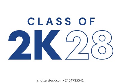 Typography Class of 2028 for greeting, invitation card. Text for graduation design, congratulation event, T-shirt, party, high school or college graduate.