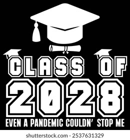 Typography Class of 2028 for greeting, invitation card. Text for graduation design, congratulation event, T-shirt, party, high school or college graduate.