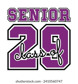 Typography Class of 2029 for greeting, invitation card. Text for graduation design, congratulation event, T-shirt, party, high school or college graduate.