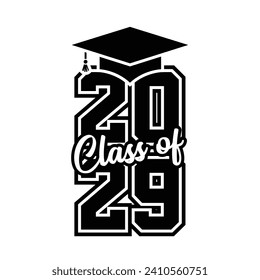 Typography Class of 2029 for greeting, invitation card. Text for graduation design, congratulation event, T-shirt, party, high school or college graduate.