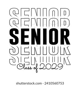 Typography Class of 2029 for greeting, invitation card. Text for graduation design, congratulation event, T-shirt, party, high school or college graduate.