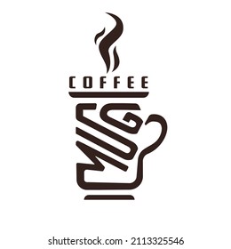 Typography Coffee Mug Logo Design Stock Illustration. Coffee Mug And Smoke. Coffee Mug Typography Design. 