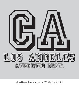 Typography College Varsity Los Angeles California State Slogan Print für Grafik-T-Shirt oder Sweatshirt - Vektorgrafik