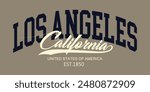 typography college varsity, Vintage college style typography California, Los Angeles City slogan print - Retro varsity text for graphic tee t shirt or sweatshirt hoodie.eps8