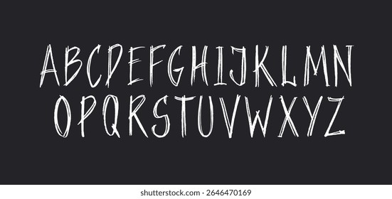 Typography colored font with scribble alphabet. Modern abstract typeface design with letters in crayon style. Set of English alphabet, school kid vector illustration