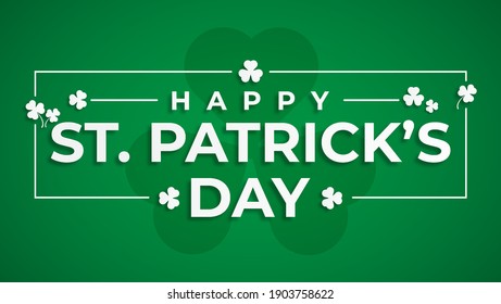 Typography composition of St. Patrick's Day with lucky clover on green background. Vector illustrator design template.