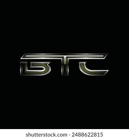 Typography Cool BTC Metallic Creative Business Technology Design Template Logo