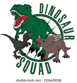 Typography Cool print with a dinosaur and a slogan. T Rex, Danger. For print,  clothes, t shirt, child or web. Creative  original design, Dinosaur squad 