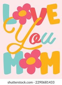 typography cute fun colorful mothers day card