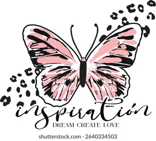 Typography Cute vector graphic print with butterfly. for t-shirt graphic tees