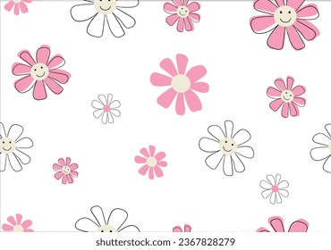 tipografía y flor de margarita. Diseño de ilustración vectorial para gráficos de moda, camiseta, impresión, tee de slogan, tarjeta, afiche.
