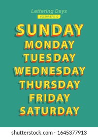 Typography days collection vector eps 10