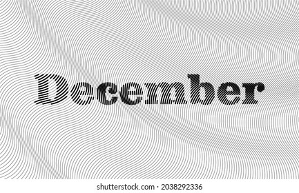typography of December black and white lettering. calendar month letter vector illustration