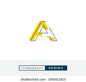 Typography Design Alphabet A, Letter A cut style logo icon vector template.
