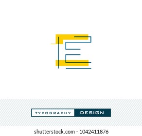 Typography Design Alphabet E, Letter E cut style logo icon vector template.

